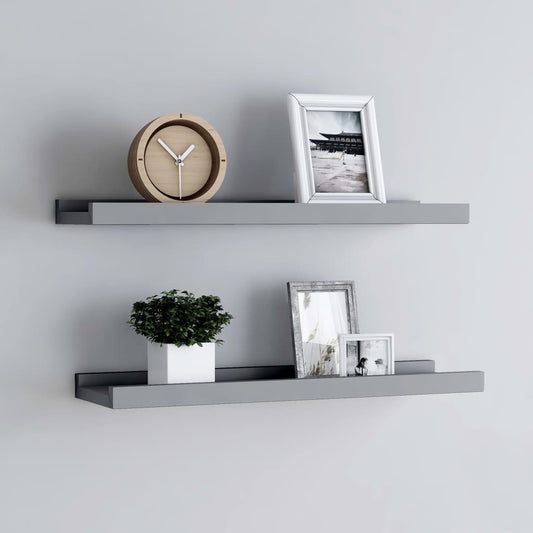 Berkfield Picture Frame Ledge Shelves 2 pcs Grey 40x9x3 cm MDF