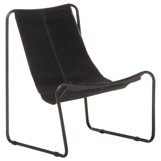 Berkfield Relaxing Chair Black Real Leather