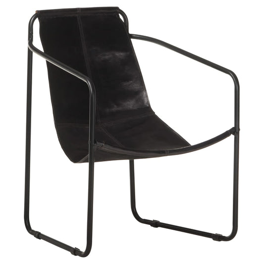 Berkfield Relaxing Armchair Black Real Leather