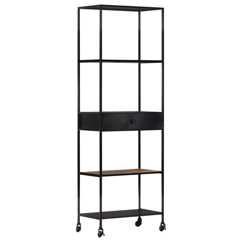 Berkfield Book Cabinet 60x35x180 cm Rough Mango Wood & Iron