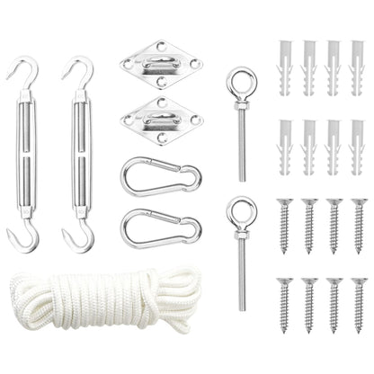 Berkfield 9 Piece Sunshade Sail Accessory Set Stainless Steel