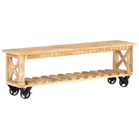 Berkfield TV Cabinet 130x30x42 cm Rough Mango Wood
