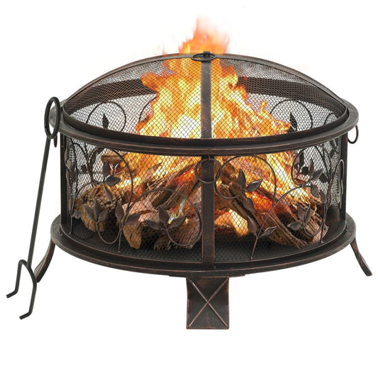 Berkfield Rustic Fire Pit with Poker 67.5 cm XXL Steel