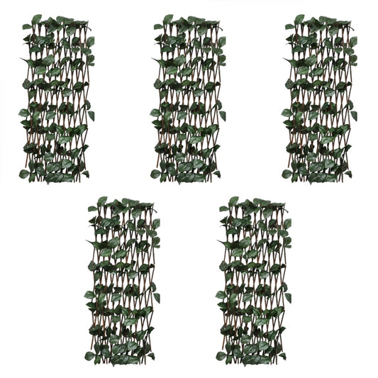 Berkfield Willow Trellis Fences 5 pcs with Artificial Leaves 180x120 cm