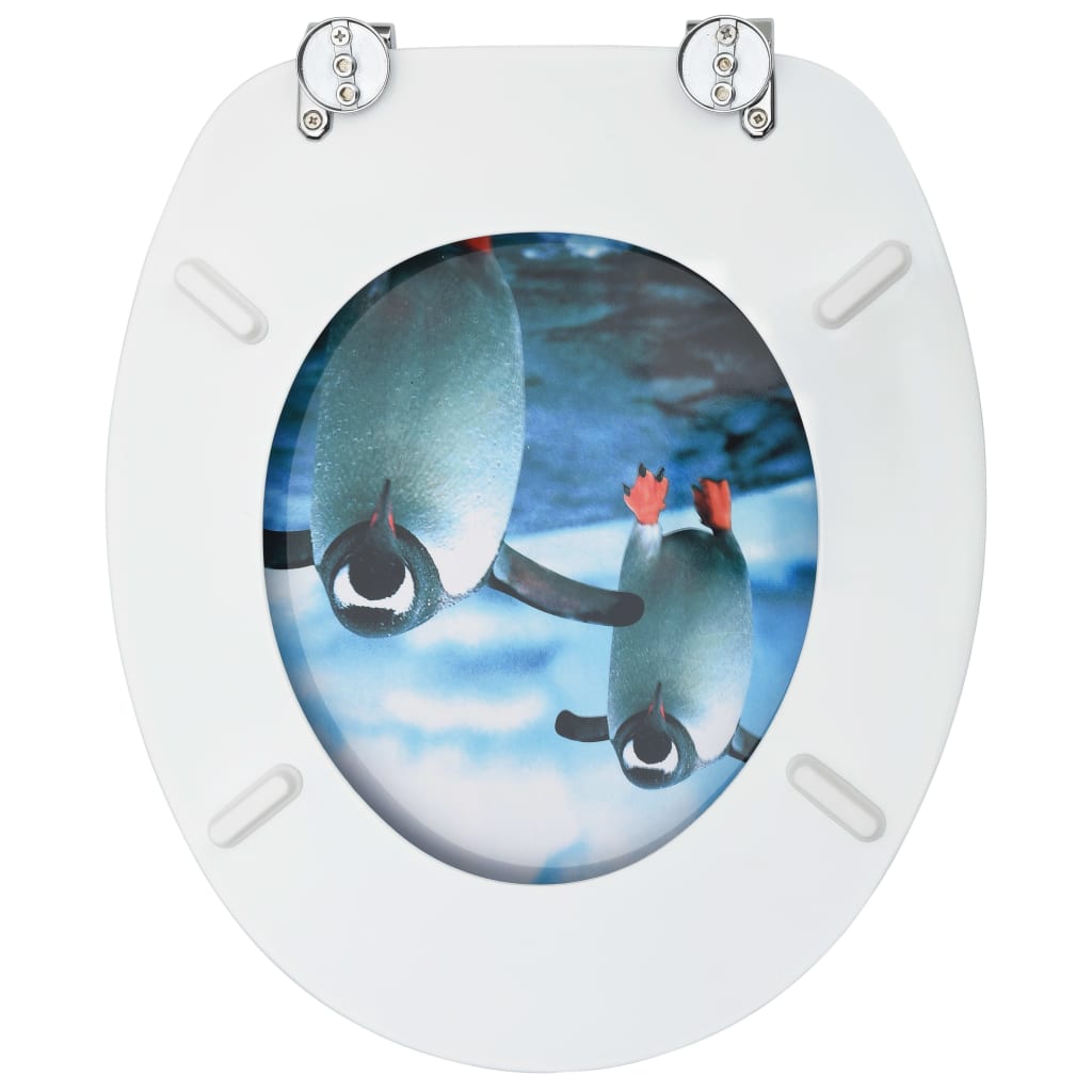 Berkfield WC Toilet Seats with Lid 2 pcs MDF Penguin Design