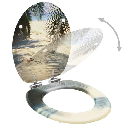 Berkfield WC Toilet Seats with Soft Close Lid 2 pcs MDF Beach Design