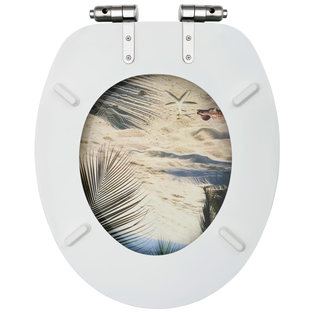 Berkfield WC Toilet Seats with Soft Close Lid 2 pcs MDF Beach Design