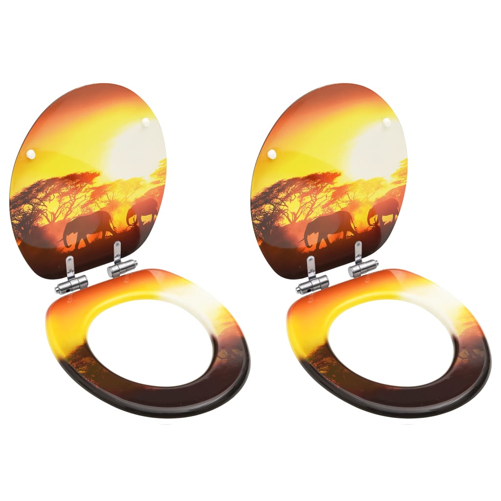Berkfield WC Toilet Seats with Soft Close Lid 2 pcs MDF Savanne Design