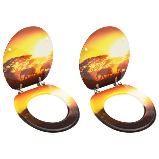 Berkfield WC Toilet Seats with Lid 2 pcs MDF Savanne Design