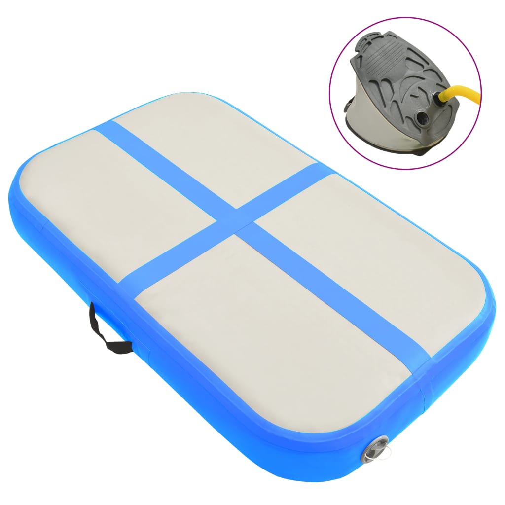 Berkfield Inflatable Gymnastics Mat with Pump 60x100x10 cm PVC Blue