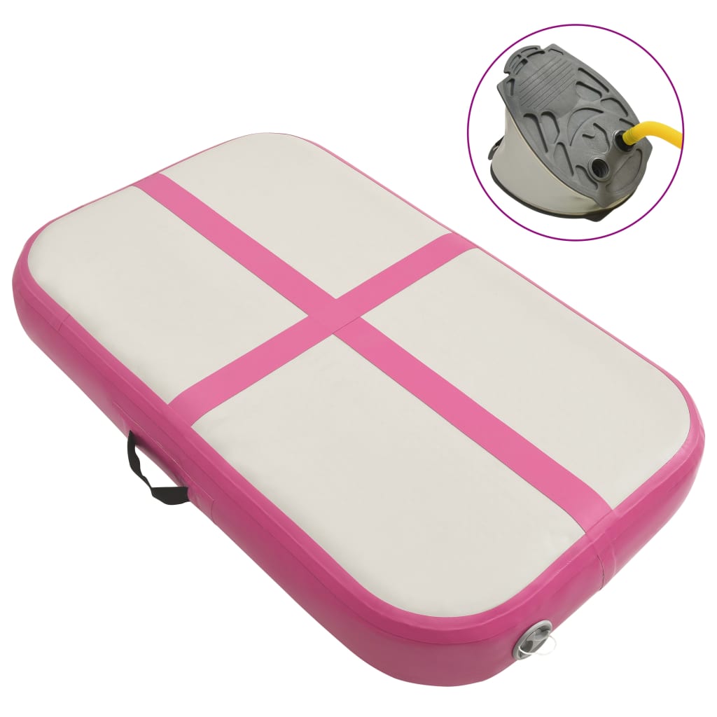 Berkfield Inflatable Gymnastics Mat with Pump 60x100x15 cm PVC Pink