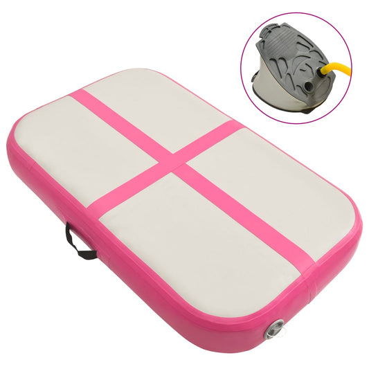 Berkfield Inflatable Gymnastics Mat with Pump 60x100x15 cm PVC Pink