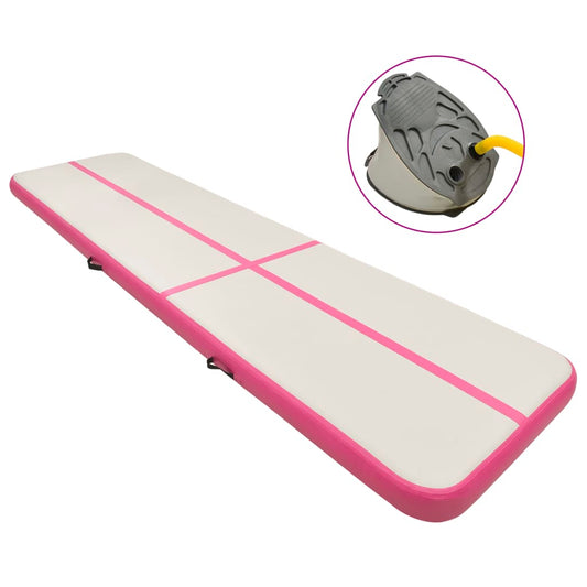 Berkfield Inflatable Gymnastics Mat with Pump 800x100x20 cm PVC Pink