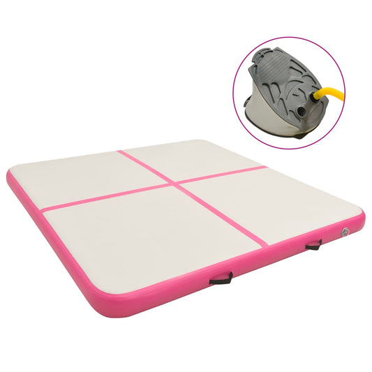 Berkfield Inflatable Gymnastics Mat with Pump 200x200x20 cm PVC Pink