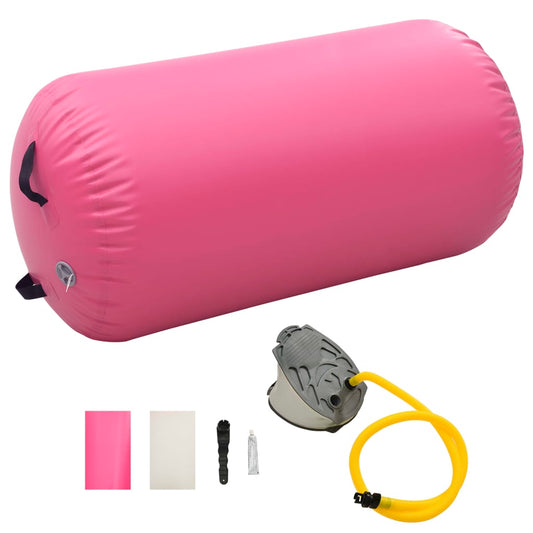 Berkfield Inflatable Gymnastic Roll with Pump 120x90 cm PVC Pink