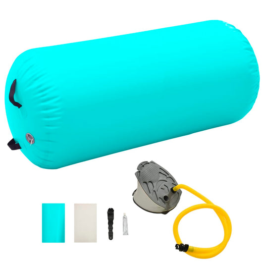 Berkfield Inflatable Gymnastic Roll with Pump 120x90 cm PVC Green