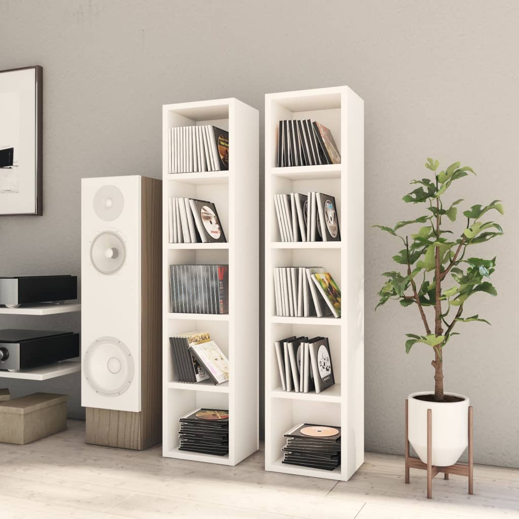 Berkfield CD Cabinets 2 pcs White 21x16x93.5 cm Engineered Wood