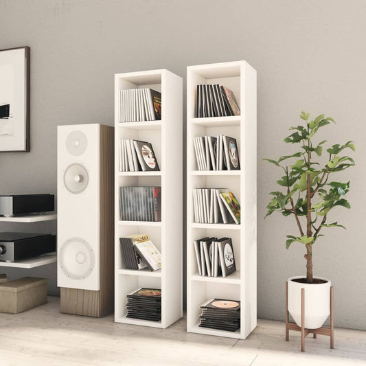 Berkfield CD Cabinets 2 pcs White 21x16x93.5 cm Engineered Wood