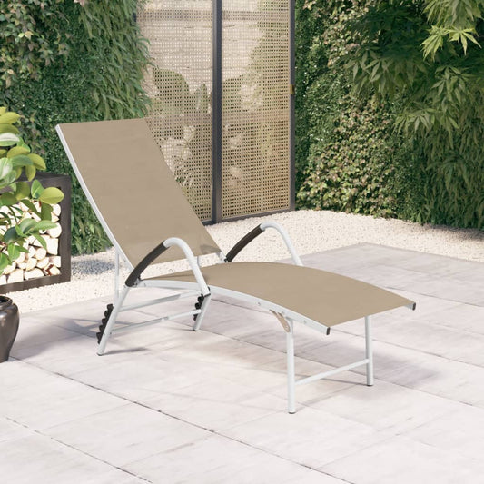 Berkfield Sun Lounger Textilene and Aluminium Cream