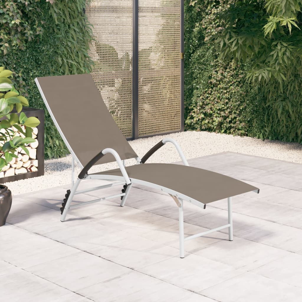 Berkfield Sun Lounger Textilene and Aluminium Taupe