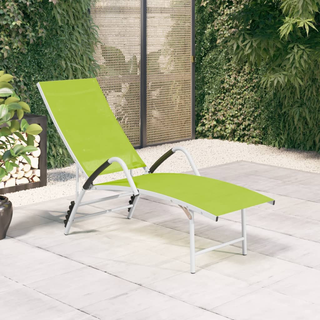 Berkfield Sun Lounger Textilene and Aluminium Green