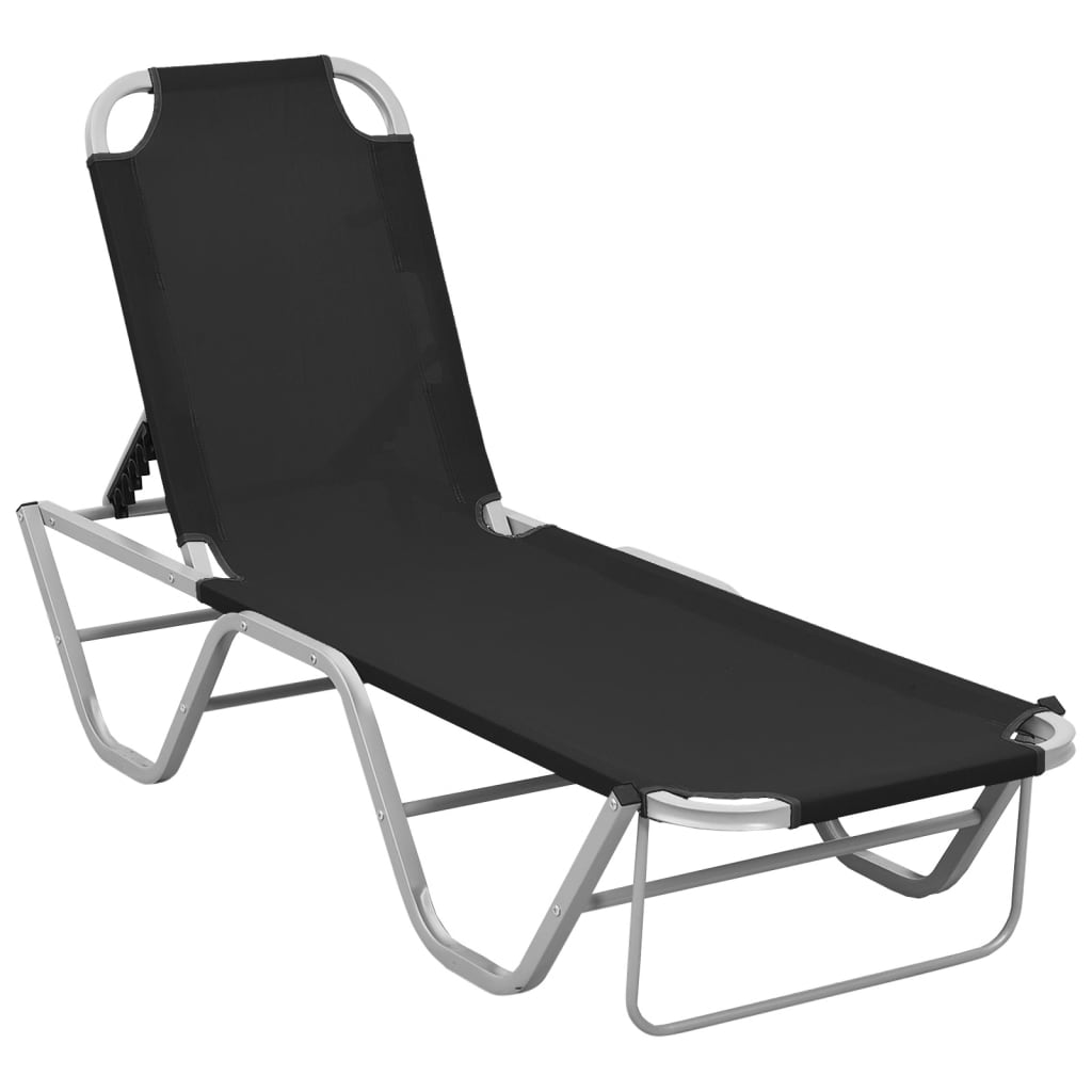 Berkfield Sun Lounger Aluminium and Textilene Black