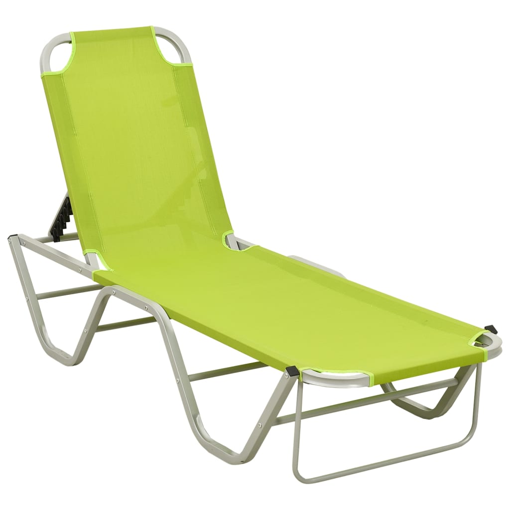 Berkfield Sun Lounger Aluminium and Textilene Green