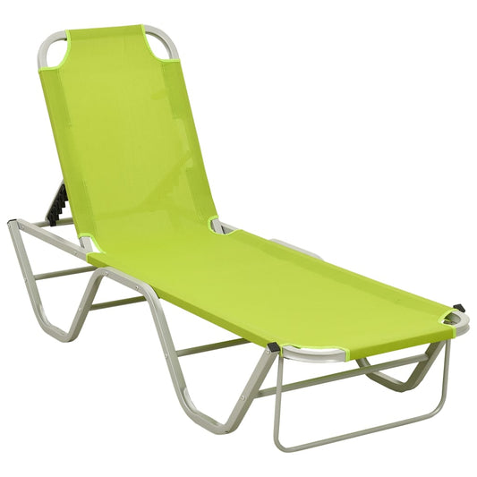 Berkfield Sun Lounger Aluminium and Textilene Green