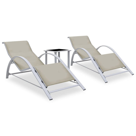 Berkfield Sun Loungers 2 pcs with Table Aluminium Cream