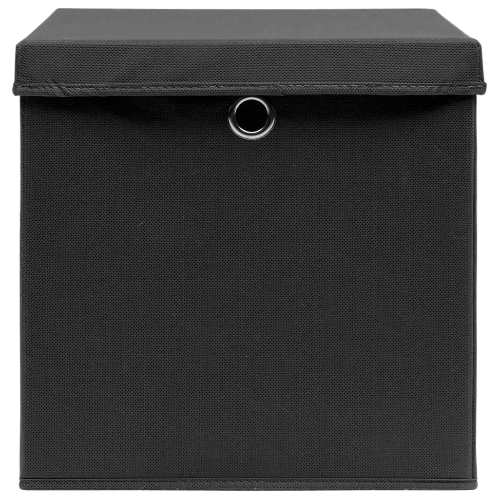 Berkfield Storage Boxes with Covers 10 pcs 28x28x28 cm Black