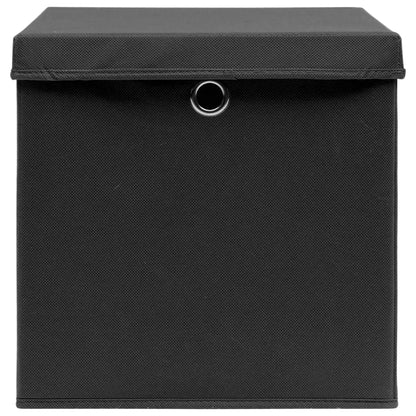 Berkfield Storage Boxes with Covers 10 pcs 28x28x28 cm Black