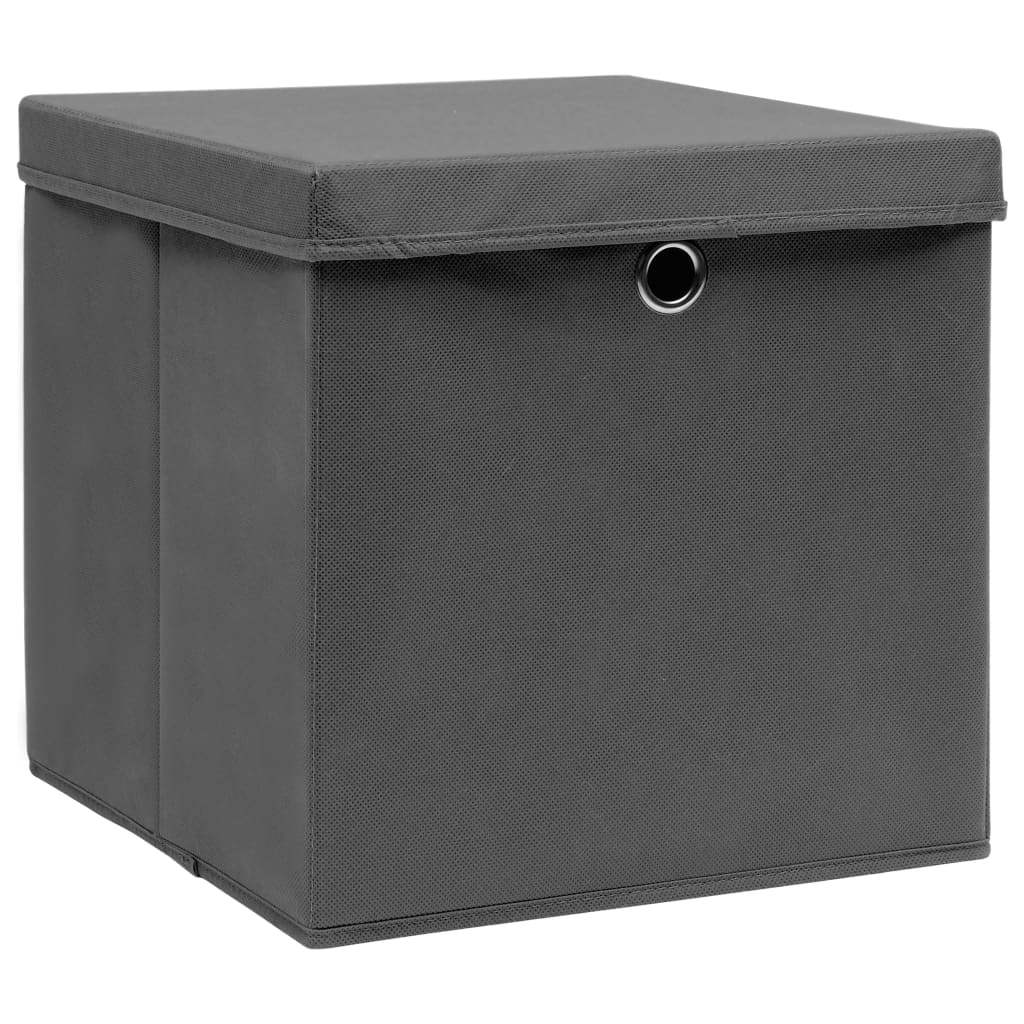 Berkfield Storage Boxes with Covers 4 pcs 28x28x28 cm Grey