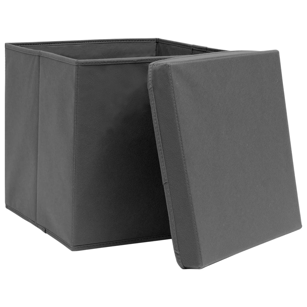Berkfield Storage Boxes with Covers 4 pcs 28x28x28 cm Grey