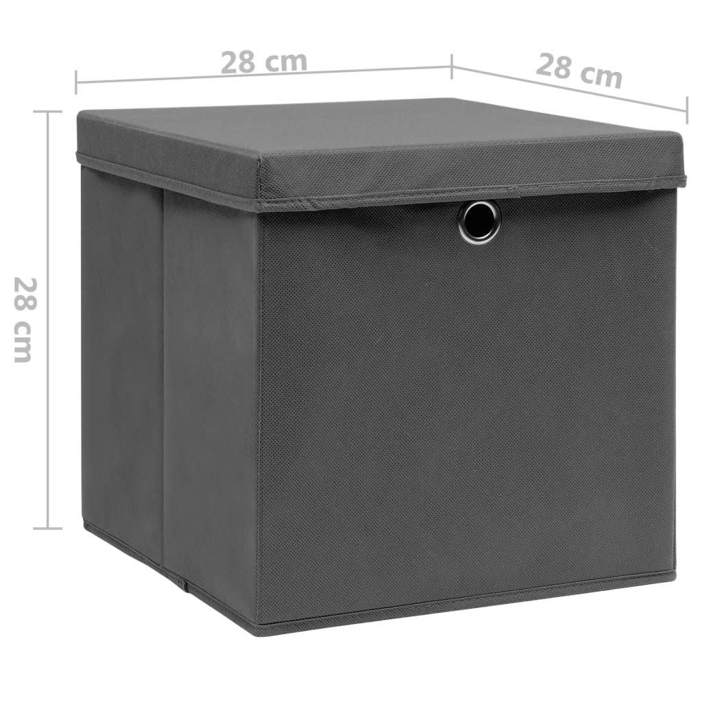 Berkfield Storage Boxes with Covers 4 pcs 28x28x28 cm Grey