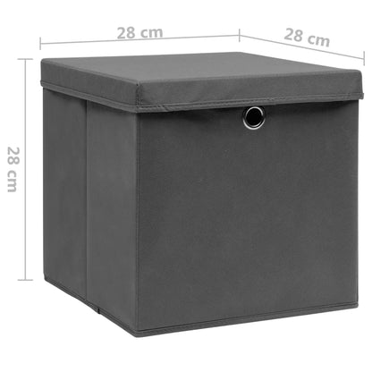 Berkfield Storage Boxes with Covers 4 pcs 28x28x28 cm Grey
