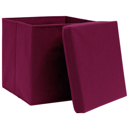 Berkfield Storage Boxes with Covers 4 pcs 28x28x28 cm Dark Red