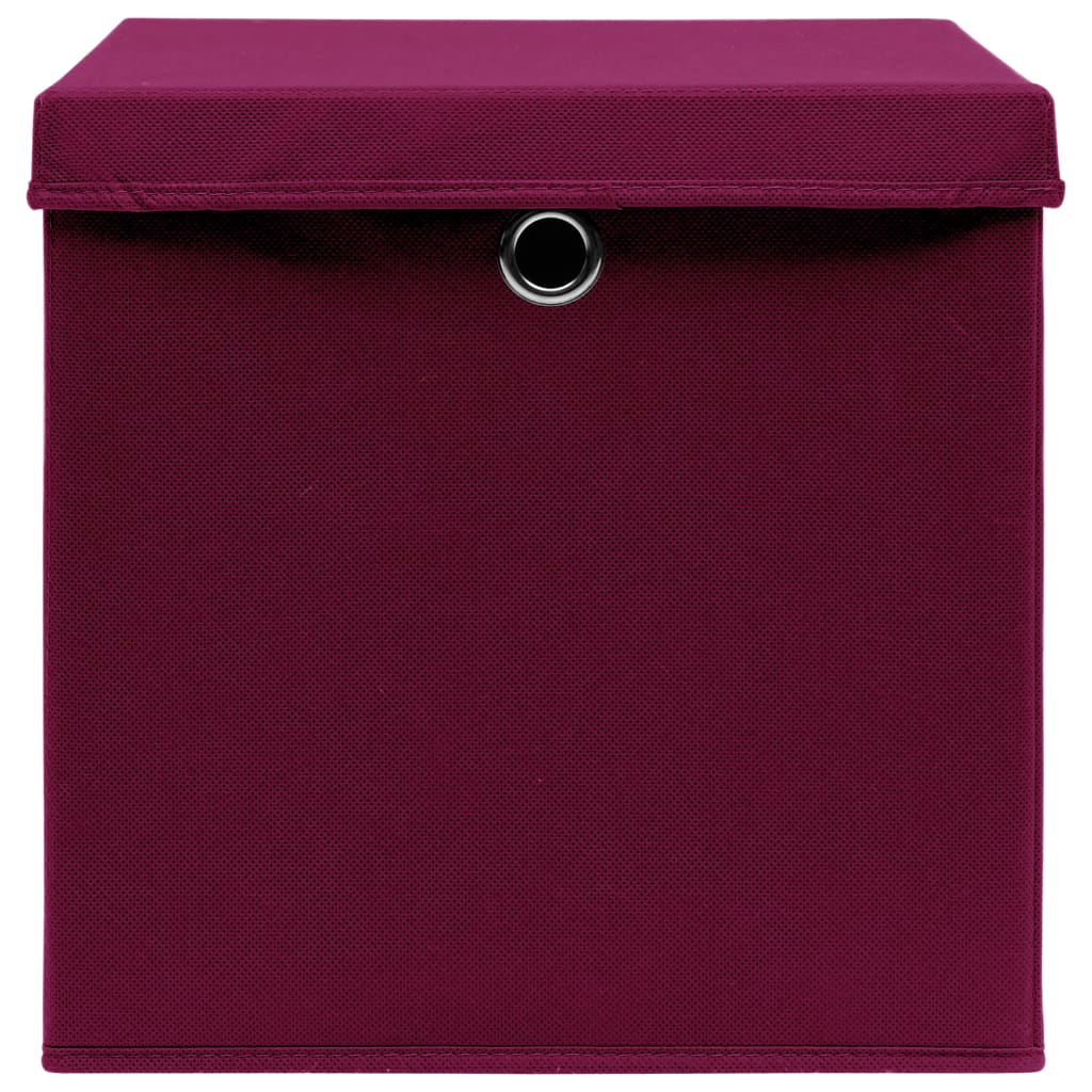 Berkfield Storage Boxes with Covers 4 pcs 28x28x28 cm Dark Red
