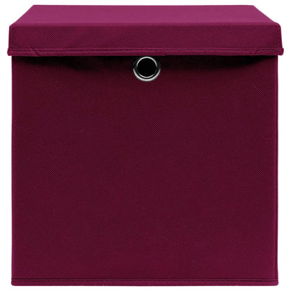 Berkfield Storage Boxes with Covers 4 pcs 28x28x28 cm Dark Red