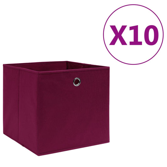 Berkfield Storage Boxes 10 pcs Non-woven Fabric 28x28x28 cm Dark Red