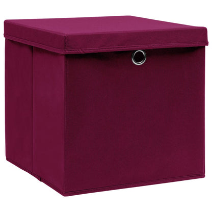 Berkfield Storage Boxes with Covers 10 pcs 28x28x28 cm Dark Red