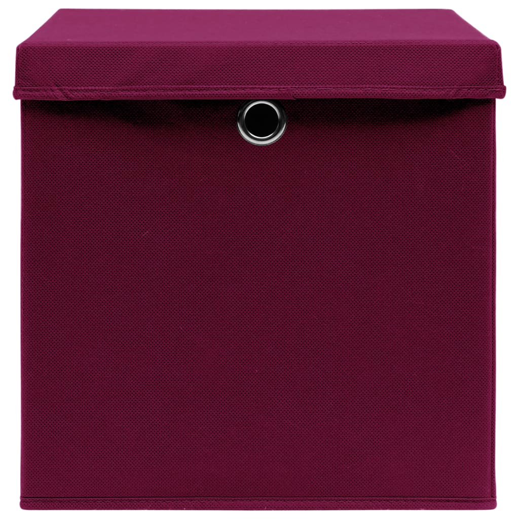 Berkfield Storage Boxes with Covers 10 pcs 28x28x28 cm Dark Red