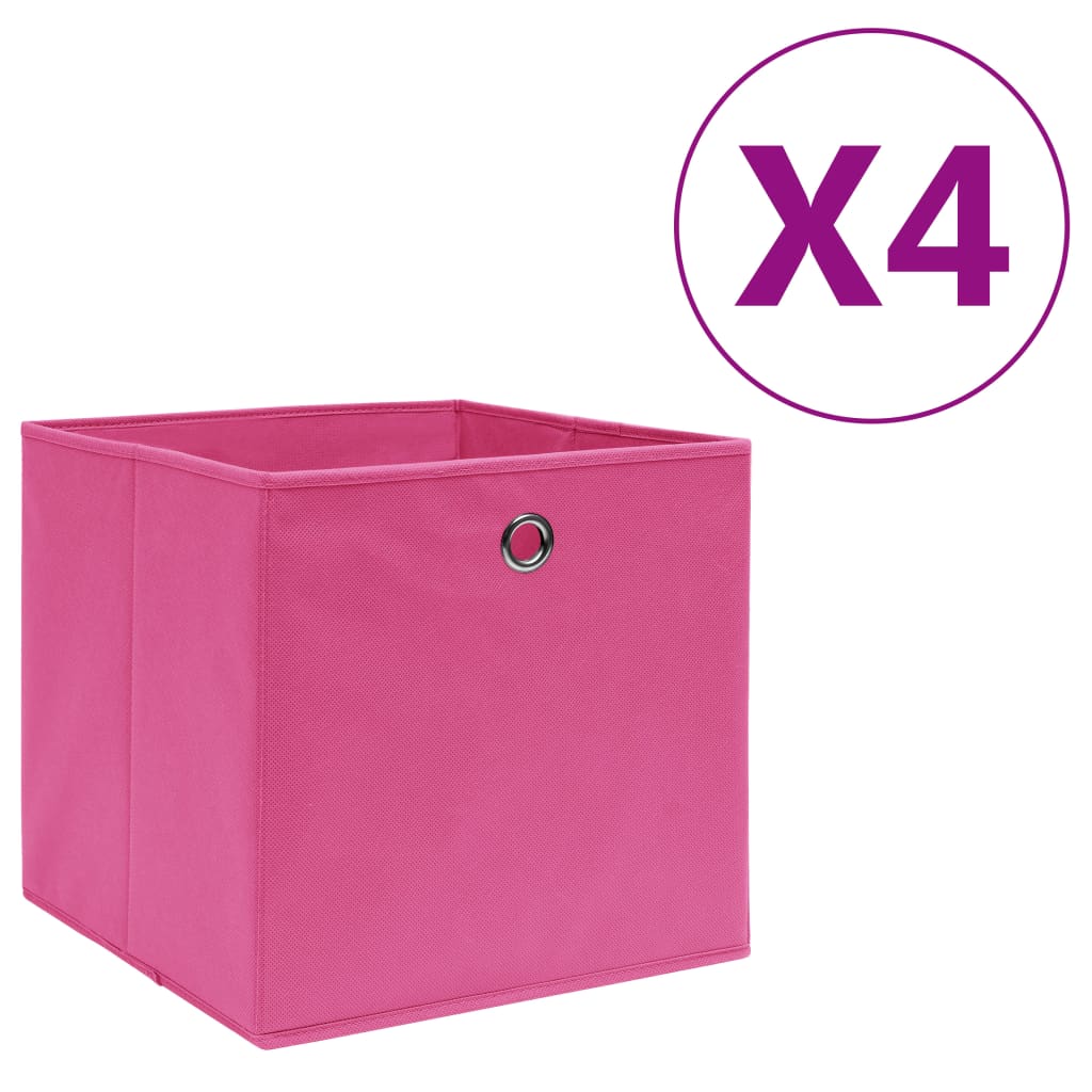 Berkfield Storage Boxes 4 pcs Non-woven Fabric 28x28x28 cm Pink