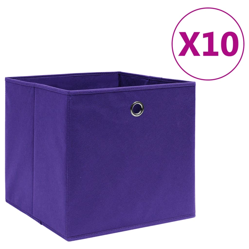 Berkfield Storage Boxes 10 pcs Non-woven Fabric 28x28x28 cm Purple
