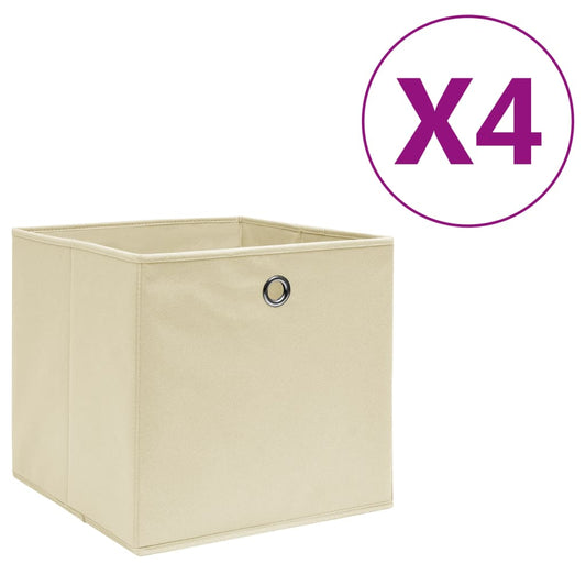 Berkfield Storage Boxes 4 pcs Non-woven Fabric 28x28x28 cm Cream