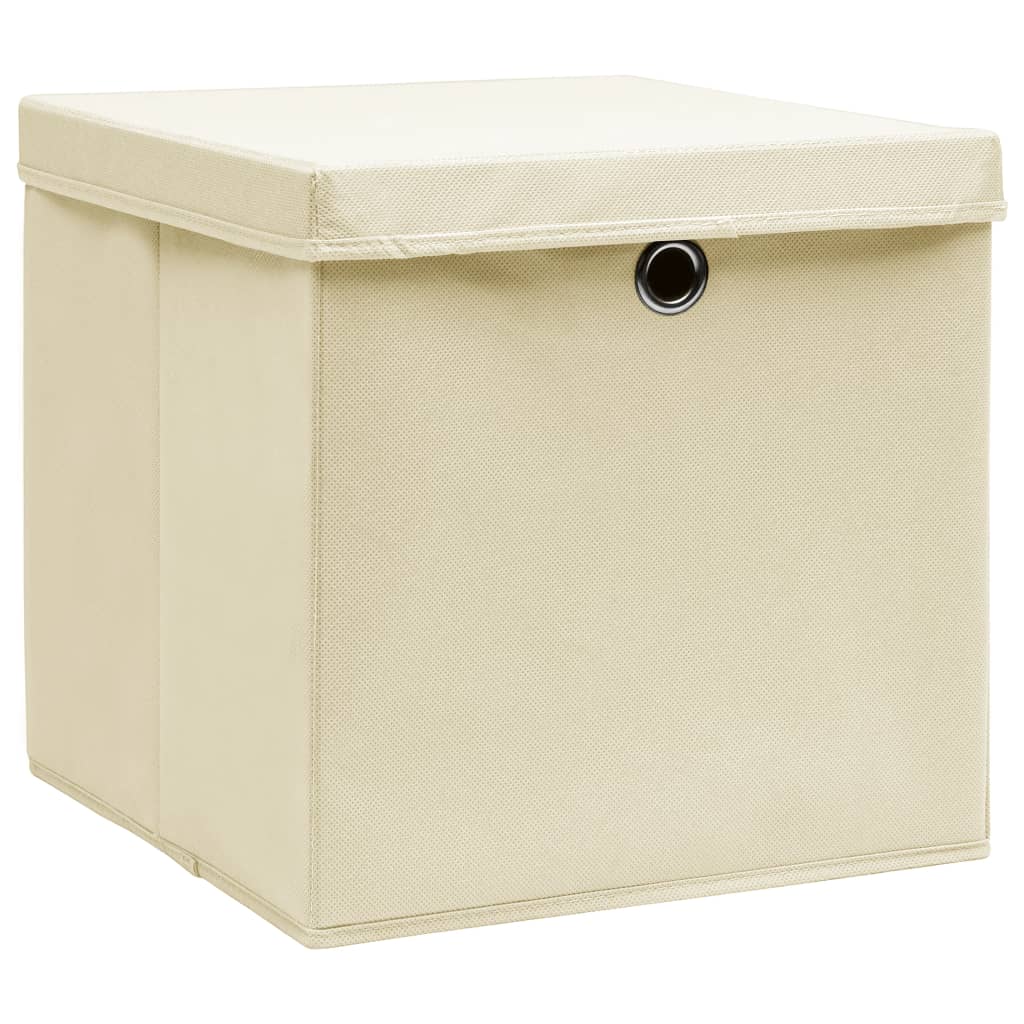 Berkfield Storage Boxes with Covers 4 pcs 28x28x28 cm Cream