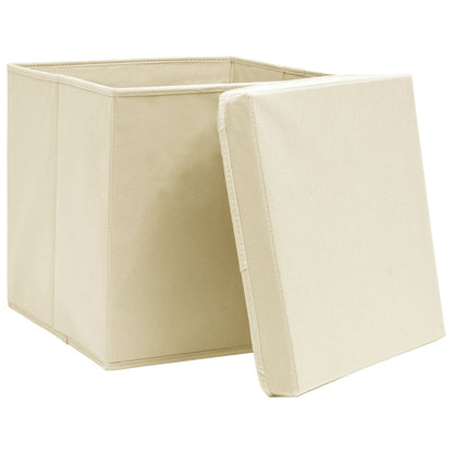 Berkfield Storage Boxes with Covers 4 pcs 28x28x28 cm Cream