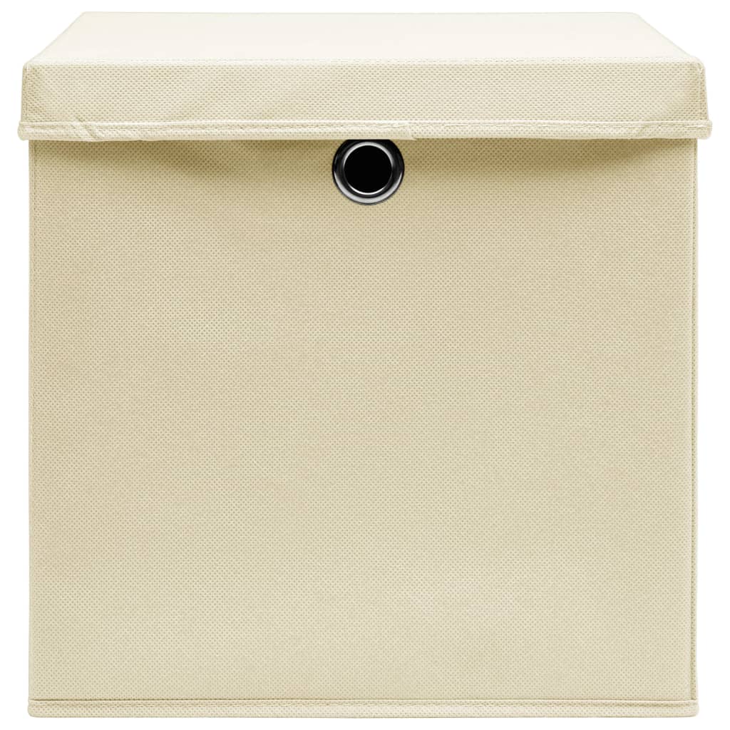 Berkfield Storage Boxes with Covers 4 pcs 28x28x28 cm Cream