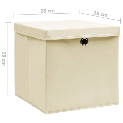 Berkfield Storage Boxes with Covers 4 pcs 28x28x28 cm Cream