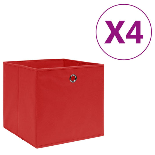 Berkfield Storage Boxes 4 pcs Non-woven Fabric 28x28x28 cm Red