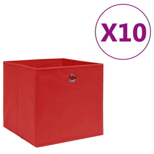 Berkfield Storage Boxes 10 pcs Non-woven Fabric 28x28x28 cm Red
